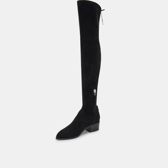 BNIB Dolce Vita Alsie Over-the-Knee Flat Boot in Black Stella Suede - Picture 10 of 15